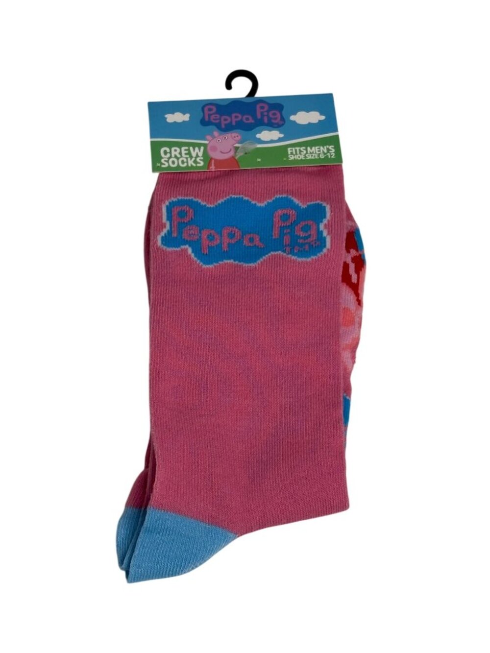 Peppa Pig Crew Socks Mens Size 6-12 Cartoon Character NWT
